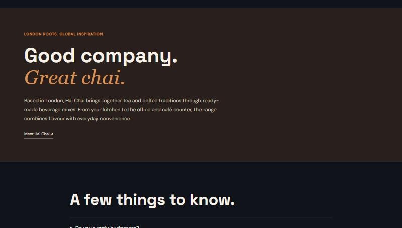 Good company, great chai: a short brand story, with the FAQ section starting below